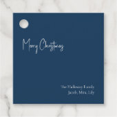 Moderne Kerstmis | Blue Square Family Gift Label (Voorkant)