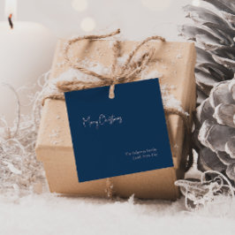Moderne Kerstmis | Blue Square Family Gift Label
