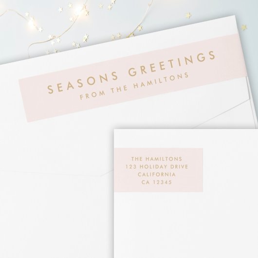 Moderne Kerstmis | Blush Roze en Gold Address