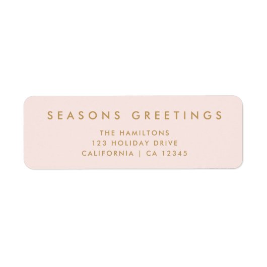 Moderne Kerstmis | Blush Roze en Gold Address Etiket (Voorkant)