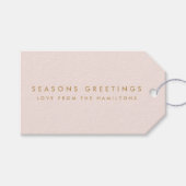 Moderne Kerstmis | Blush roze en Gold Minimal Cadeaulabel (Voorkant (Horizontaal))