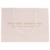 Moderne Kerstmis | Blush roze en Gold Minimal Groot Cadeauzakje (Achterkant)