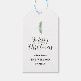 Moderne Kerstmis Botanisch Cadeaulabel