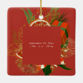 Moderne Kerstmis Botanisch | Eerste kerstfoto Keramisch Ornament (Achterkant)