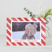 Moderne Kerstmis Candy Cane Stripe Vakantiefoto Feestdagenkaart (Staand voorkant)