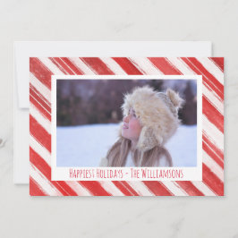 Moderne Kerstmis Candy Cane Stripe Vakantiefoto Feestdagenkaart