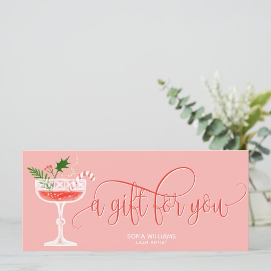Moderne Kerstmis Cocktail Voucher Cadeaubon (Staand voorkant)