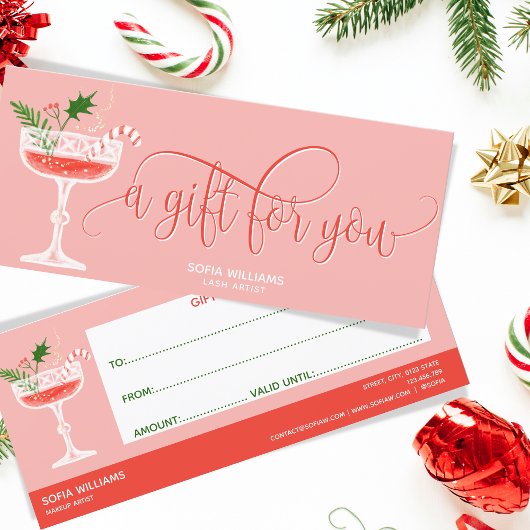 Moderne Kerstmis Cocktail Voucher Cadeaubon