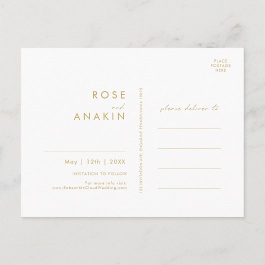 Moderne Kerstmis | Cream Save the Date Briefkaart (Achterkant)