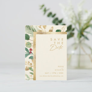 Moderne Kerstmis   Cream Save the Date Briefkaart