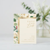 Moderne Kerstmis | Cream Save the Date Briefkaart (Staand voorkant)