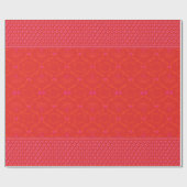 Moderne Kerstmis Damask | Rood roze Cadeaupapier (Vlak)