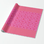 Moderne Kerstmis Damask | Roze Sinaasappel Cadeaupapier (Uitgerold)