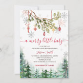 Moderne Kerstmis dennenbomen Vakantie Party Invite Kaart (Voorkant)