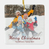 Moderne Kerstmis Familie Foto Feestelijk Keramisch Ornament (Voorkant)