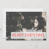 Moderne Kerstmis | Familie Foto stijlvol rood Feestdagenkaart (Voorkant)