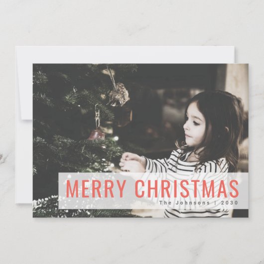 Moderne Kerstmis | Familie Foto stijlvol rood Feestdagenkaart (Voorkant)