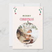 Moderne Kerstmis Familie Fotokaart Save The Date (Voorkant)