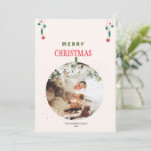 Moderne Kerstmis Familie Fotokaart Save The Date (Staand voorkant)