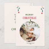 Moderne Kerstmis Familie Fotokaart Save The Date (Voorkant / Achterkant)