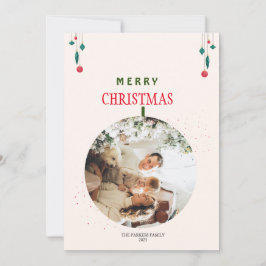 Moderne Kerstmis Familie Fotokaart Save The Date