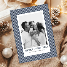 Moderne Kerstmis Familie met Blauwe Strepen 4 Foto