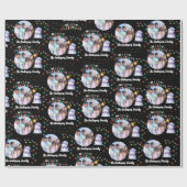 Moderne Kerstmis Familie Sneeuwman Foto en Naam Cadeaupapier (Vlak)