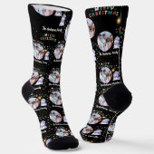 Moderne Kerstmis Familie Sneeuwman Foto en Naam Sokken (Gebogen)