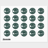 Moderne Kerstmis Familienaam Santa Green Custom Ronde Sticker (Vel)