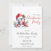 Moderne Kerstmis Feest Mooie Pinguïn Kerstmis Kaart (Voorkant)