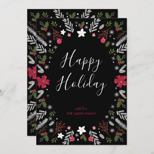 Moderne Kerstmis, feestdag, flatbriefkaart Feestdagenkaart (Voorkant / Achterkant)