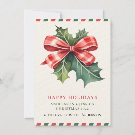 Moderne Kerstmis Feestdagenkaart (Voorkant)