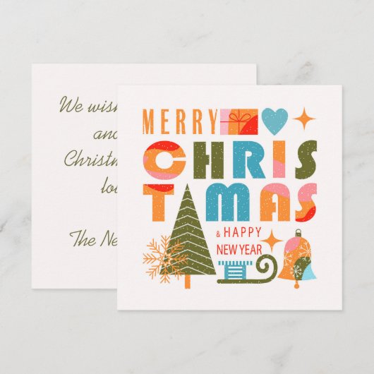 Moderne Kerstmis Feestdagenkaart (Voorkant / Achterkant)