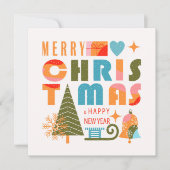 Moderne Kerstmis Feestdagenkaart (Voorkant)