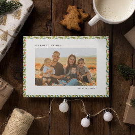 Moderne Kerstmis Feestelijke Patroon Familie Foto Feestdagenkaart