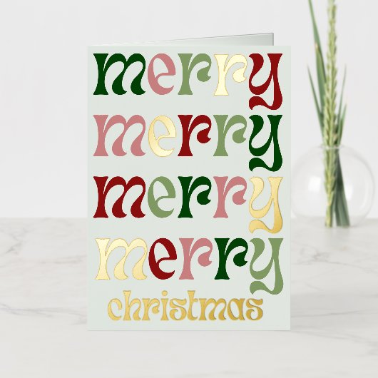 Moderne Kerstmis Folie Wenskaart (Voorkant)