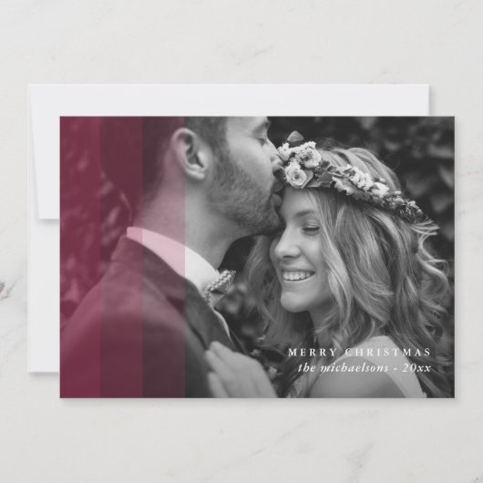 Moderne Kerstmis Foto Met Rode Rand Feestdagenkaart (Voorkant)