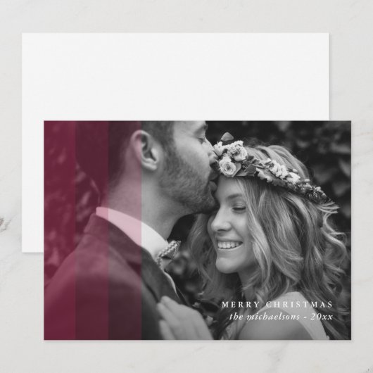 Moderne Kerstmis Foto Met Rode Rand Feestdagenkaart (Voorkant / Achterkant)