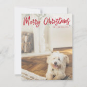 Moderne Kerstmis | Foto rood handgeschreven script Feestdagenkaart (Voorkant)