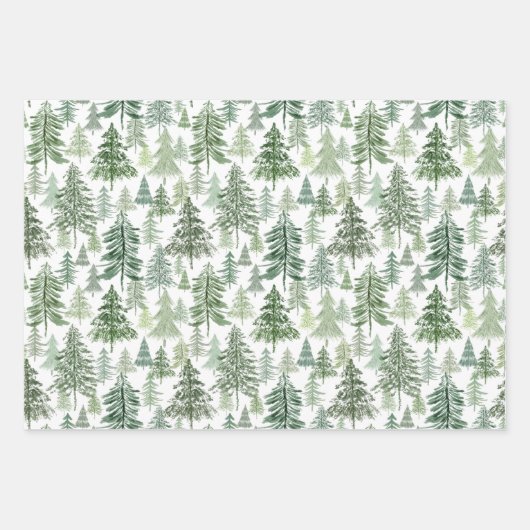 Moderne Kerstmis gebladerte bos en rustieke strepe Inpakpapier Vel (Voorkant 2)