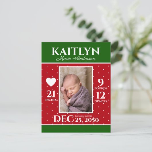 Moderne Kerstmis Geboorte Aankondiging Pasgeboren  (Staand voorkant)