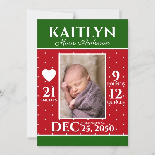 Moderne Kerstmis Geboorte Aankondiging Pasgeboren  (Voorkant)