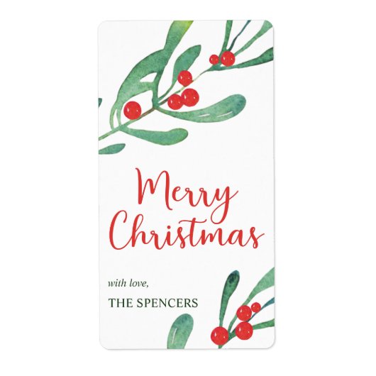 Moderne Kerstmis Gepersonaliseerd Etiket (Voorkant)