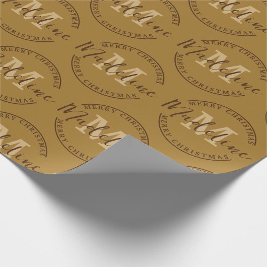 Moderne Kerstmis Gepersonaliseerde Monogram Naam A Cadeaupapier (Hoek)