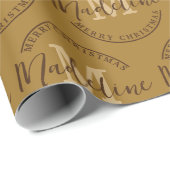 Moderne Kerstmis Gepersonaliseerde Monogram Naam A Cadeaupapier (Rol Hoek)