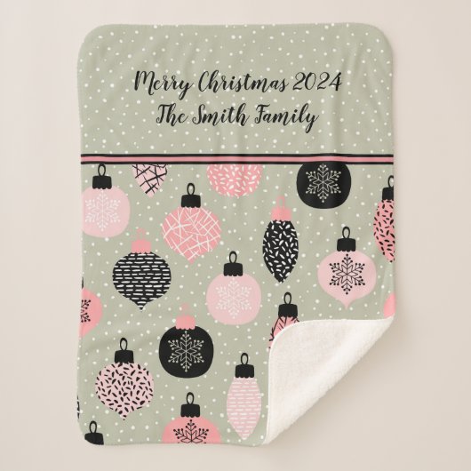 Moderne Kerstmis Gepersonaliseerde Sherpa Deken (Voorkant)