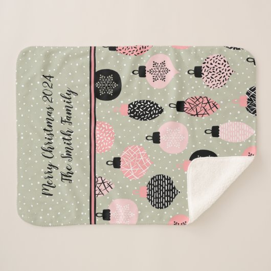 Moderne Kerstmis Gepersonaliseerde Sherpa Deken (Voorkant (horizontaal))