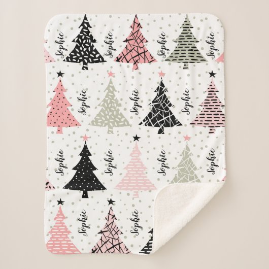 Moderne Kerstmis Gepersonaliseerde Sherpa Deken (Voorkant)