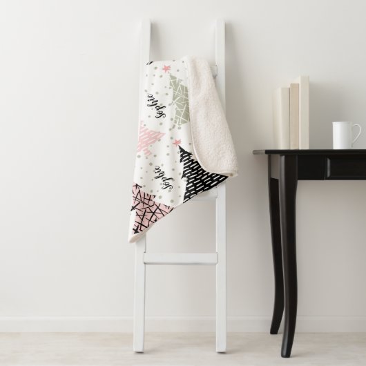 Moderne Kerstmis Gepersonaliseerde Sherpa Deken (In situ)