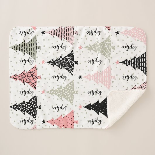 Moderne Kerstmis Gepersonaliseerde Sherpa Deken (Voorkant (horizontaal))